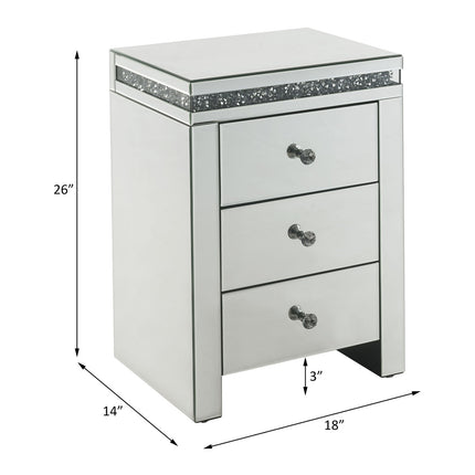 ACME 97954 Noralie Accent Table, Mirrored & Faux Diamonds