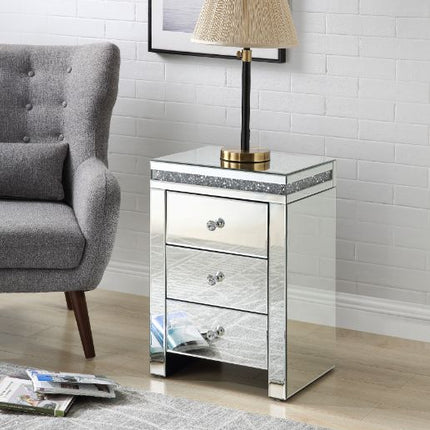 ACME 97954 Noralie Accent Table, Mirrored & Faux Diamonds