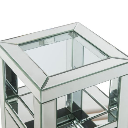 ACME 97956 Noralie Accent Table, Clear Glass, Mirrored & Faux Diamonds