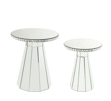 ACME 97958 Lotus Accent Table, Mirrored & Faux Crystals Inlay ACME Furniture