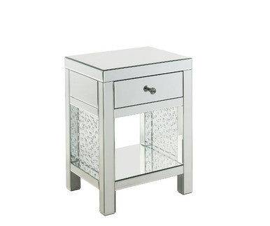 ACME 97959 Nysa Accent Table, Mirrored & Faux Crystals Inlay ACME Furniture