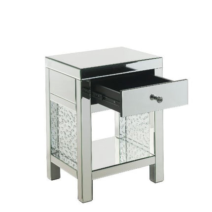 ACME 97959 Nysa Accent Table, Mirrored & Faux Crystals Inlay