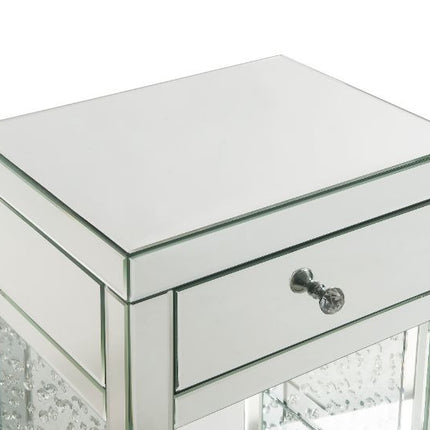 ACME 97959 Nysa Accent Table, Mirrored & Faux Crystals Inlay
