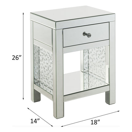 ACME 97959 Nysa Accent Table, Mirrored & Faux Crystals Inlay
