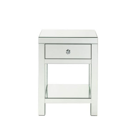 ACME 97959 Nysa Accent Table, Mirrored & Faux Crystals Inlay