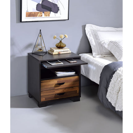 ACME 97960 Milosh Accent Table, Walnut & Espresso Finish