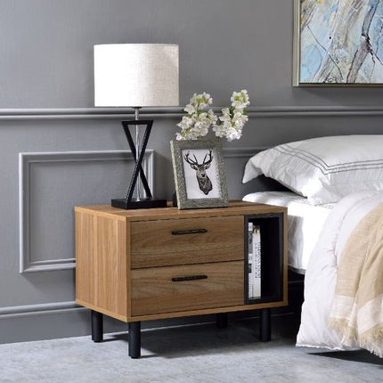 ACME 97964 Trolgar Accent Table, Brown Oak & Black Finish