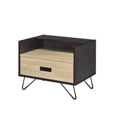 ACME 97968 Melkree Accent Table, Oak & Black Finish