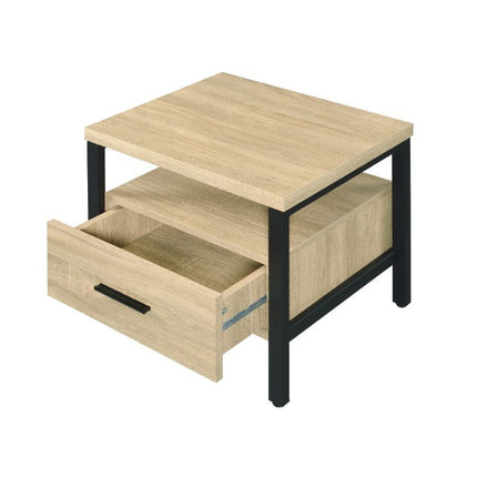ACME 97970 Yawan Accent Table, Oak & Black Finish