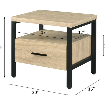 ACME 97970 Yawan Accent Table, Oak & Black Finish