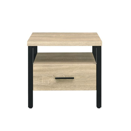 ACME 97970 Yawan Accent Table, Oak & Black Finish