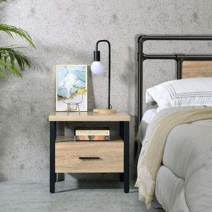 ACME 97970 Yawan Accent Table, Oak & Black Finish
