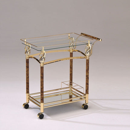 ACME 98002 Helmut Serving Cart, Gold Plated & Clear Glass