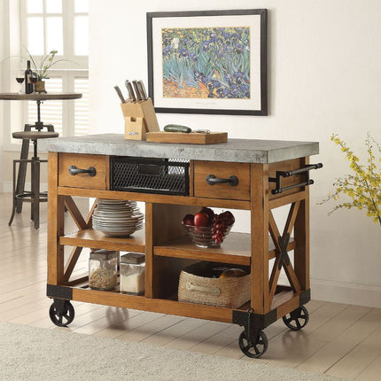 ACME 98182 Kailey Kitchen Cart, Antique Oak