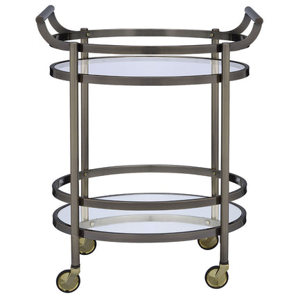 ACME 98190 Lakelyn Serving Cart, Brushed Bronze & Clear Glass