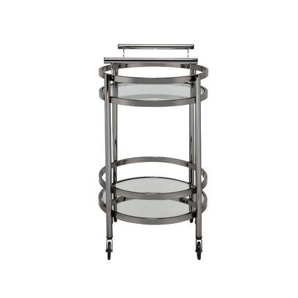 ACME 98191 Lakelyn Serving Cart, Black Nickel & Clear Glass