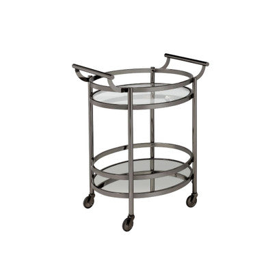 ACME 98191 Lakelyn Serving Cart, Black Nickel & Clear Glass ACME Furniture
