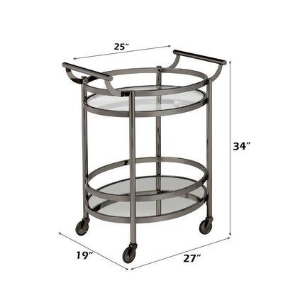 ACME 98191 Lakelyn Serving Cart, Black Nickel & Clear Glass