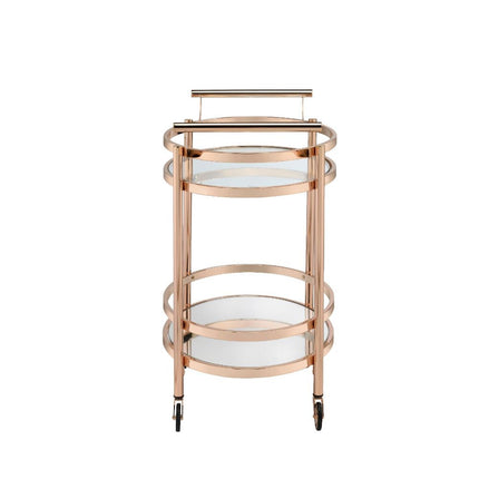 ACME 98192 Lakelyn Serving Cart, Rose Gold & Clear Glass