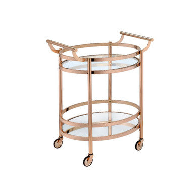 ACME 98192 Lakelyn Serving Cart, Rose Gold & Clear Glass ACME Furniture