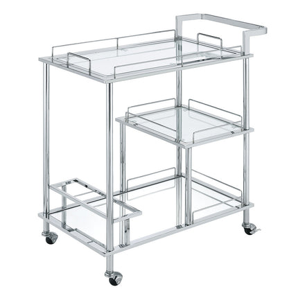 ACME 98215 Splinter Serving Cart, Clear Glass & Chrome Finish