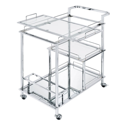 ACME 98215 Splinter Serving Cart, Clear Glass & Chrome Finish