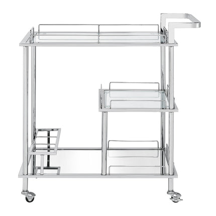 ACME 98215 Splinter Serving Cart, Clear Glass & Chrome Finish