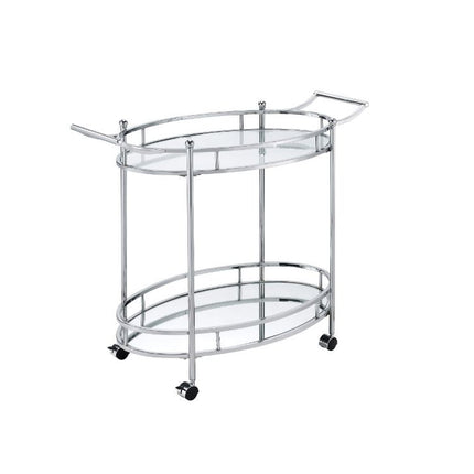 ACME 98216 Jinx Serving Cart, Clear Glass & Chrome Finish