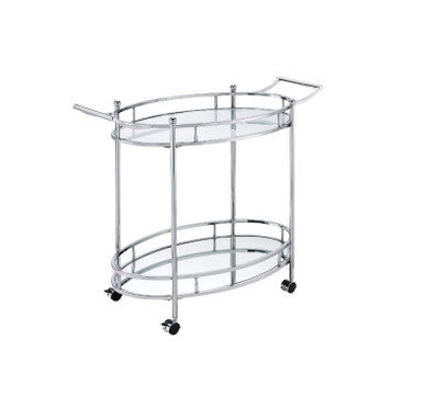 ACME 98216 Jinx Serving Cart, Clear Glass & Chrome Finish ACME Furniture