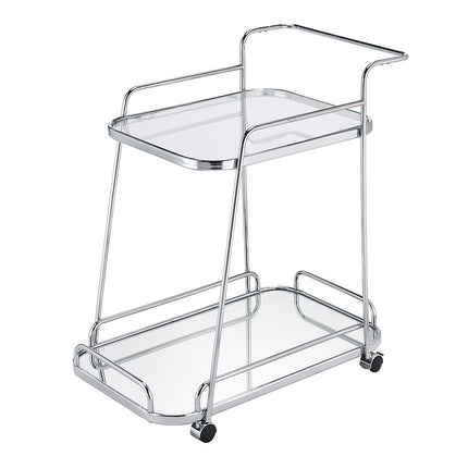 ACME 98217 Aegis Serving Cart, Clear Glass & Chrome Finish
