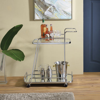 ACME 98217 Aegis Serving Cart, Clear Glass & Chrome Finish ACME Furniture