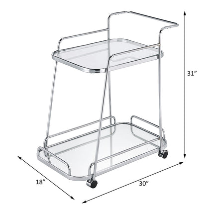 ACME 98217 Aegis Serving Cart, Clear Glass & Chrome Finish