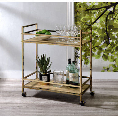ACME 98218 Barb Serving Cart, Natural & Champagne Finish ACME Furniture