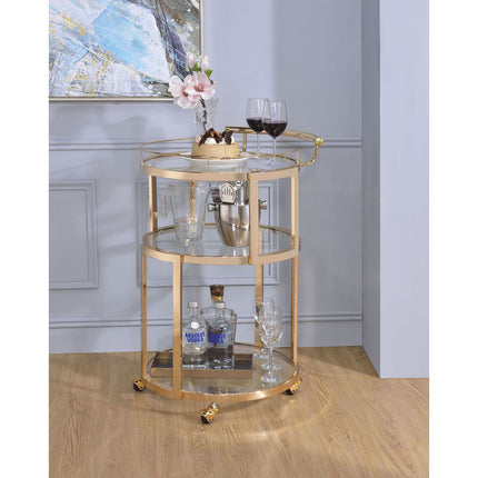 ACME 98286 Madelina Serving Cart, Gold & Clear Glass