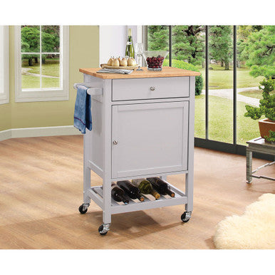 ACME 98300 Hoogzen Kitchen Cart, Natural & Gray ACME Furniture