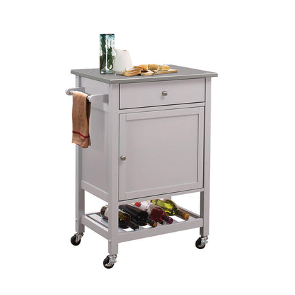 ACME 98302 Hoogzen Kitchen Cart, Stainless Steel & Gray
