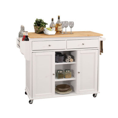 ACME 98305 Tullarick Kitchen Cart, Natural & White ACME Furniture