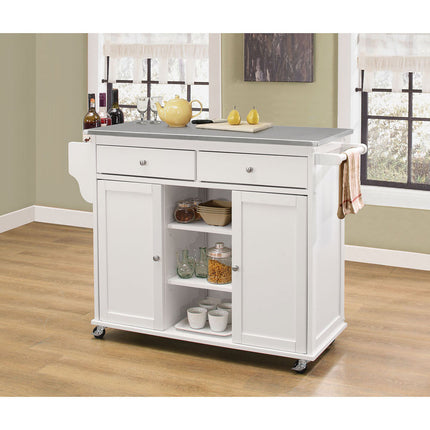 ACME 98307 Tullarick Kitchen Cart, Stainless Steel & White