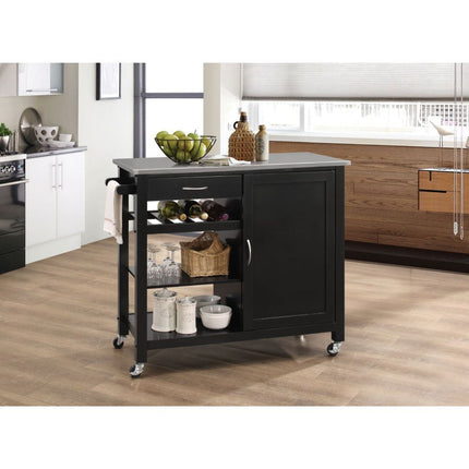 ACME 98317 Ottawa Kitchen Cart, Stainless Steel & Black