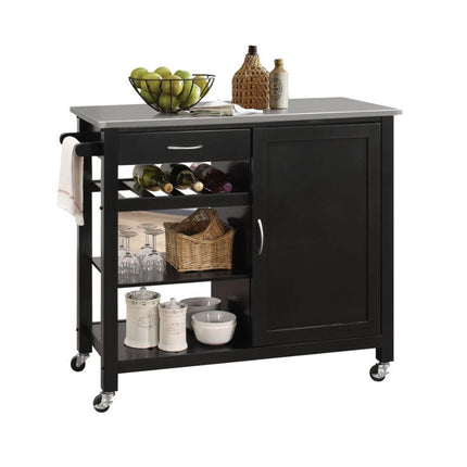 ACME 98317 Ottawa Kitchen Cart, Stainless Steel & Black