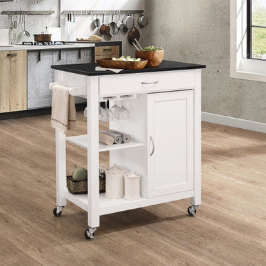 ACME 98320 Ottawa Kitchen Cart, Black & White ACME Furniture