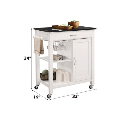 ACME 98320 Ottawa Kitchen Cart, Black & White