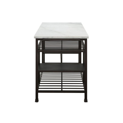 ACME 98400 Lanzo Kitchen Island (Counter), Marble & Gunmetal
