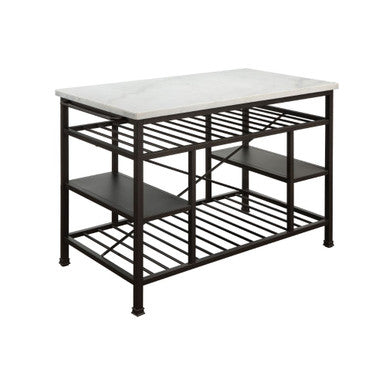 ACME 98400 Lanzo Kitchen Island (Counter), Marble & Gunmetal ACME Furniture