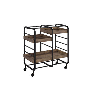 ACME 98410 Vorrik Serving Cart, Black & Walnut ACME Furniture