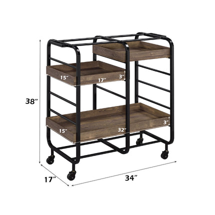 ACME 98410 Vorrik Serving Cart, Black & Walnut  3