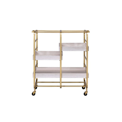 ACME 98412 Vorrik Serving Cart, Gold & White-Washed  1