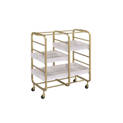ACME 98412 Vorrik Serving Cart, Gold & White-Washed