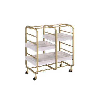 ACME 98412 Vorrik Serving Cart, Gold & White-Washed ACME Furniture