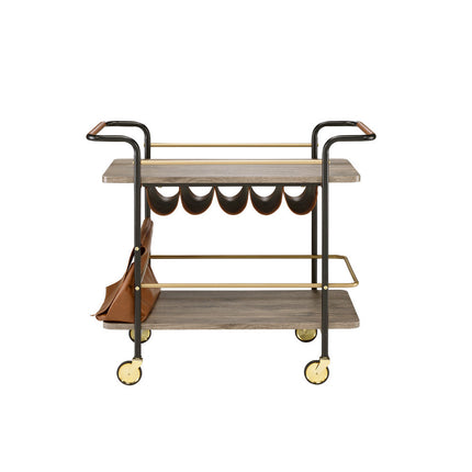 ACME 98417 Naude Serving Cart, Natural, Gold & Black Finish